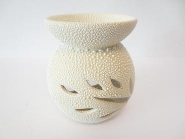 Duftlampe aus Keramik weiß mit Laub