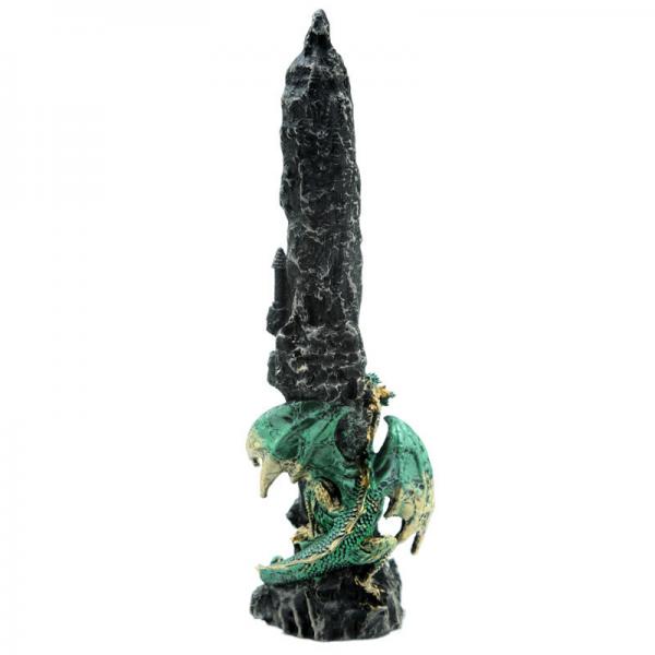 Räucherstäbchenhalter Drache grün an Wasserfall