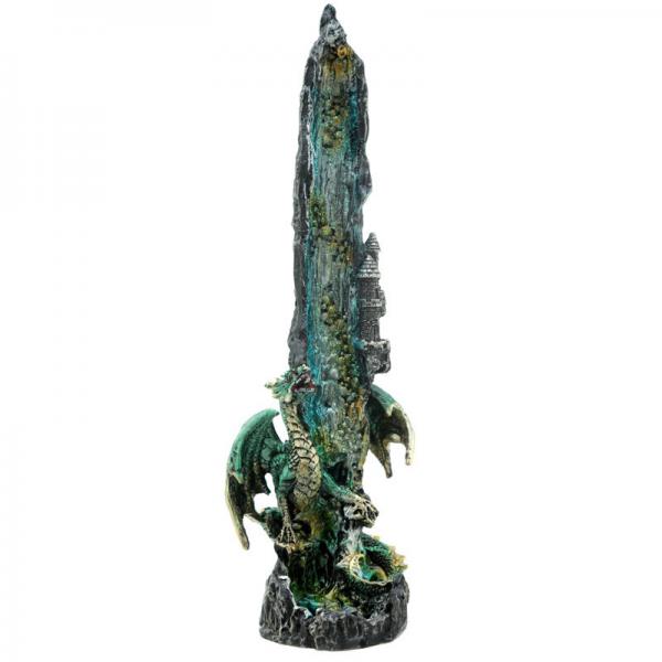 Räucherstäbchenhalter Drache grün an Wasserfall2
