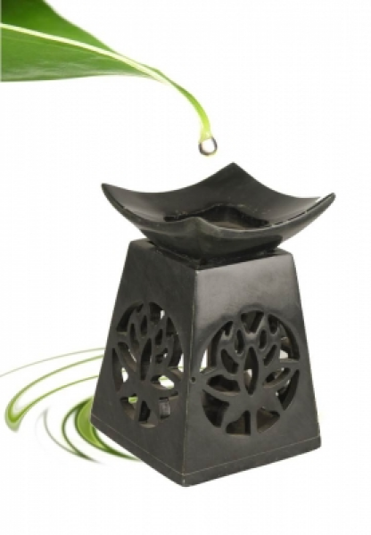 Duftlampe schwarzer Speckstein Lotus