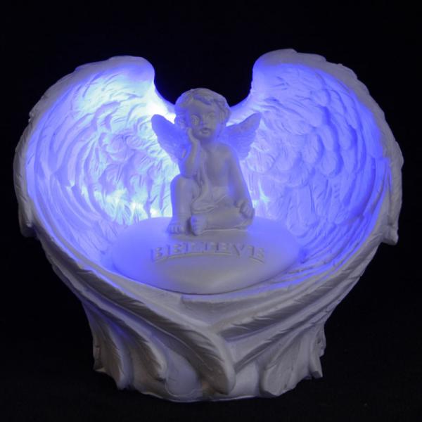 Engelsflügel mit Engelchen nachdenklich - LED2