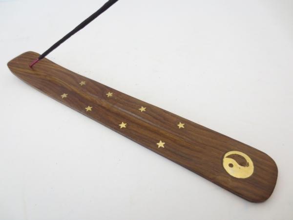 Räucherstäbchenhalter Holz mit Ying Yang Symbol