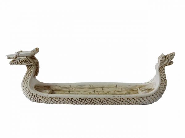 Räucherstäbchenhalter Drachenboot weiß